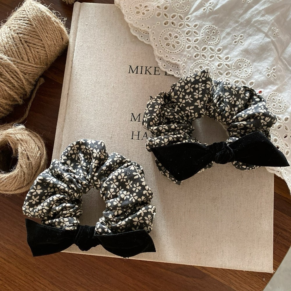 Women's Autumn Winter Fabric Bow Headband Ditsy Floral Pattern