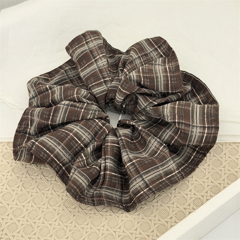 Women's Daily Cloth Scrunchies Retro Hair Ties Checkered Plaid