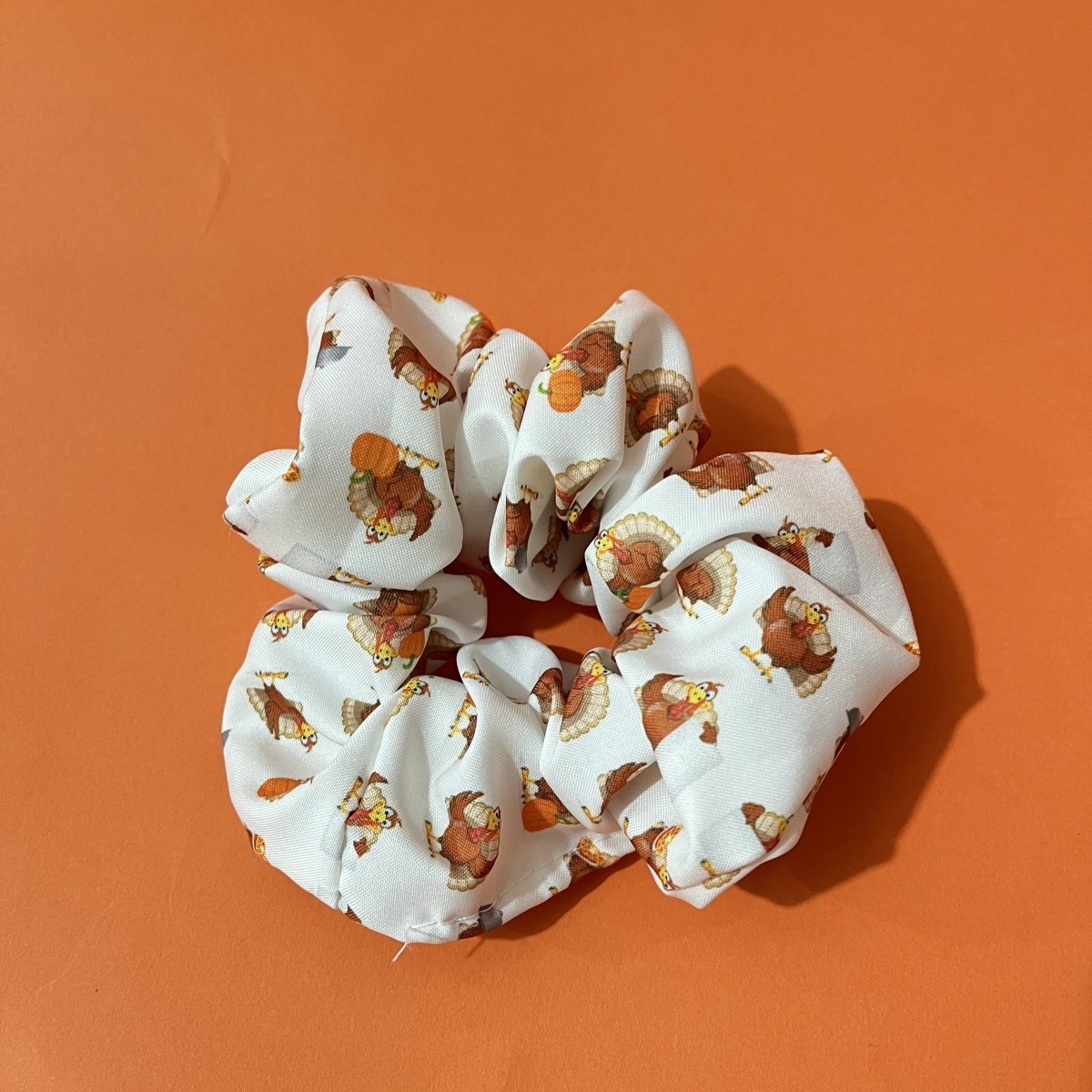 Women Versatile Fabric Hair Ties Assorted Turkey Pumpkin Patterns