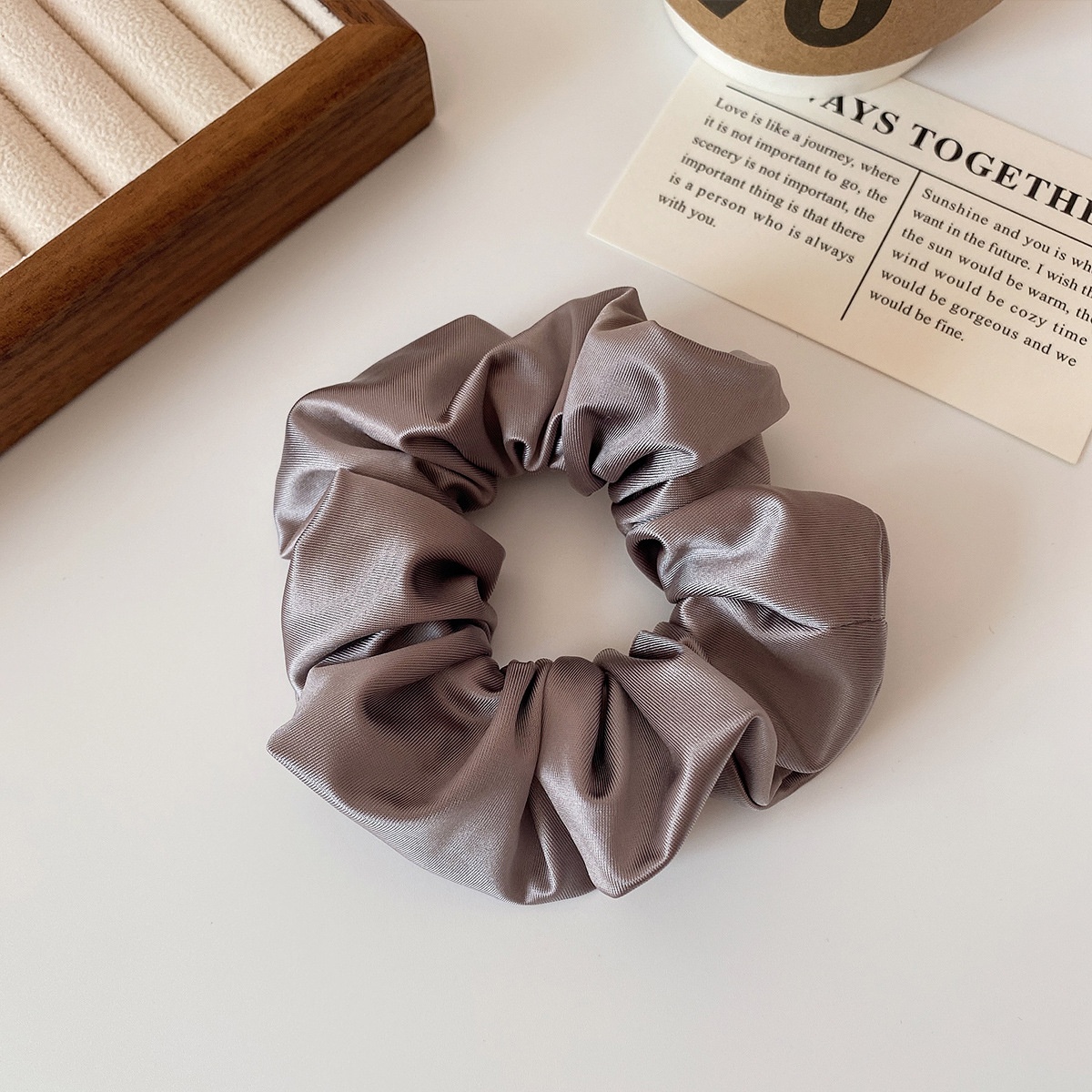 Women's Smooth Satin Scrunchie Hair Tie For Daily Wear Solid Black