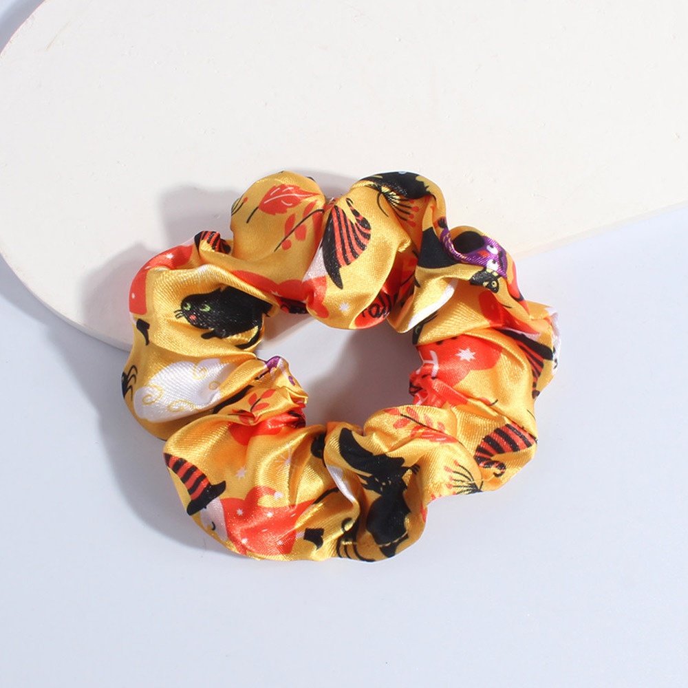 Women's High Elasticity Satin Scrunchies Digital Halloween Print