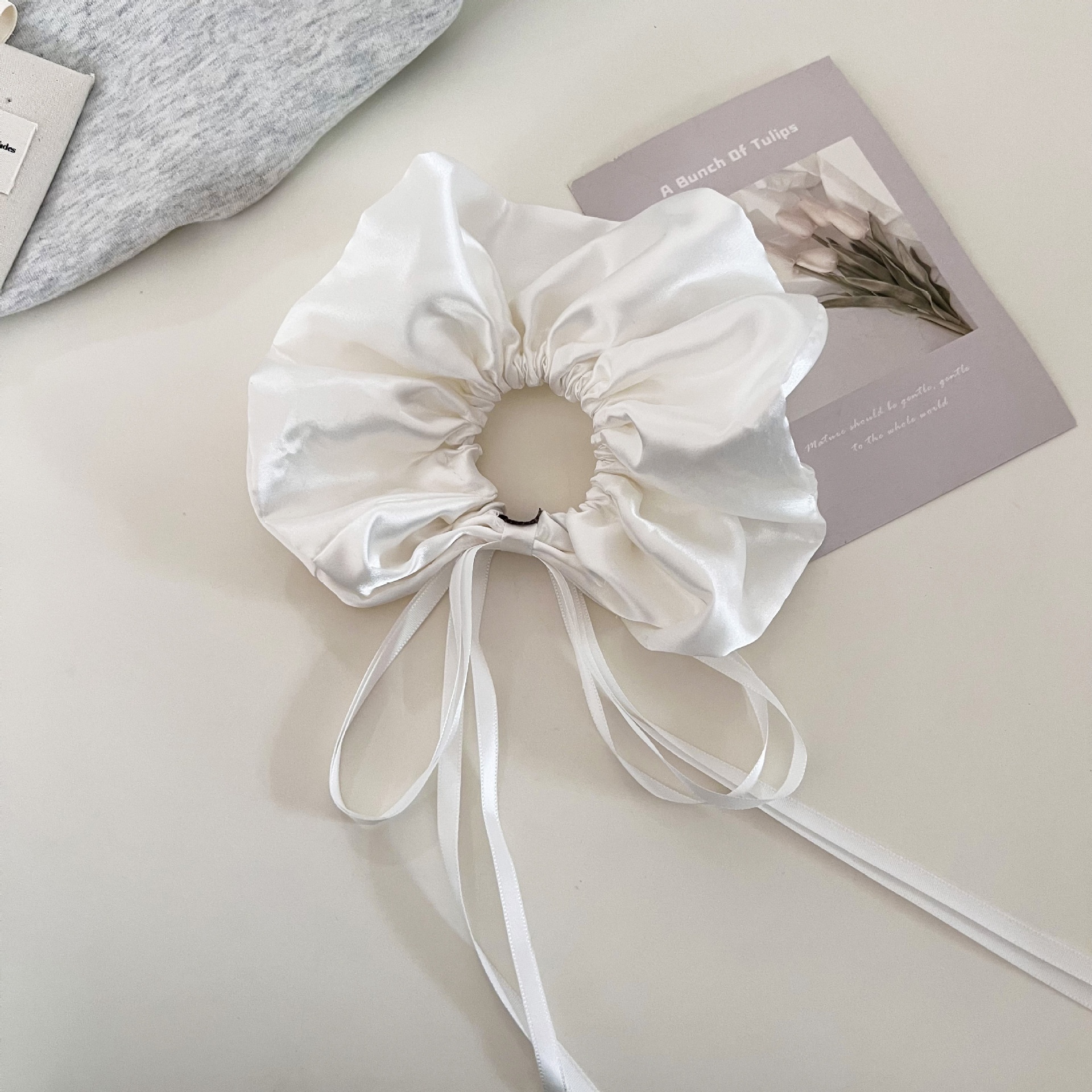 Women's French Satin Ballet Bow Headband, Elegant Fairy Black White Hair Accessory