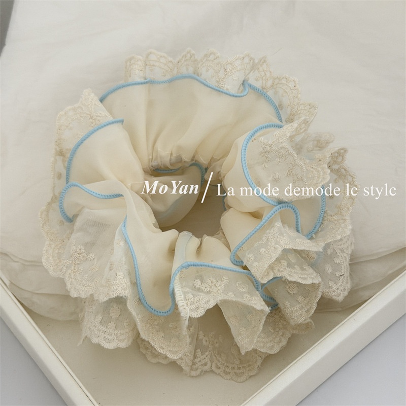 Women's Spring Soft Gauze Hair Tie Scrunchie Purple Color Block