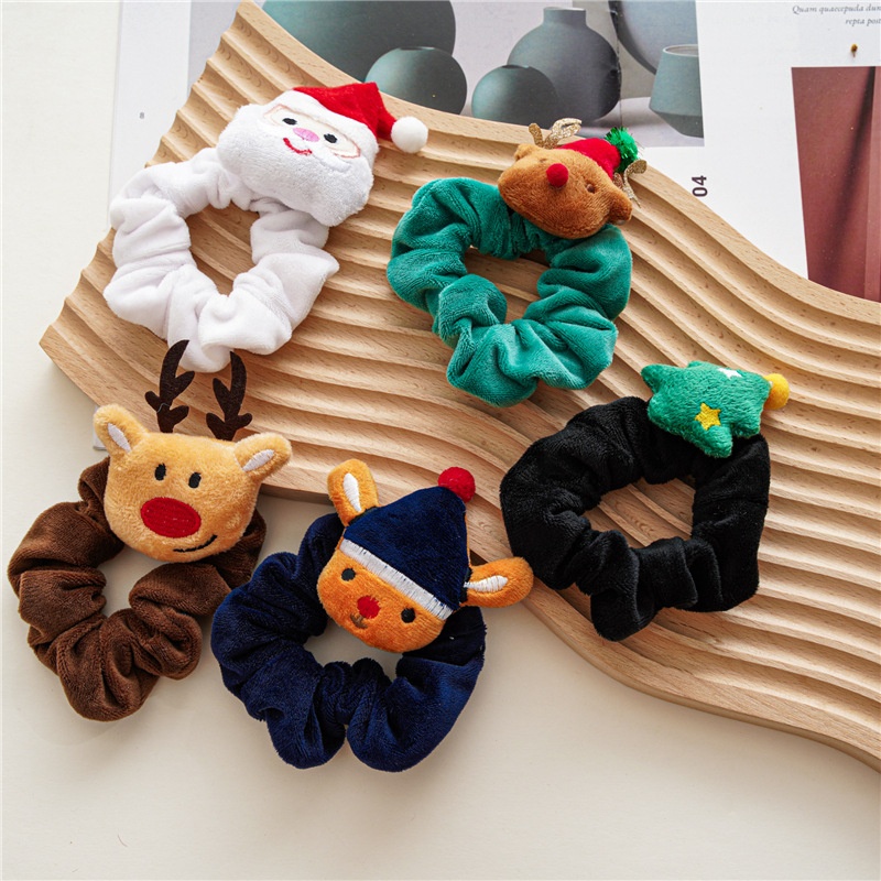 Women's Cute Flannel Hair Tie Festive Christmas Cartoon Pattern