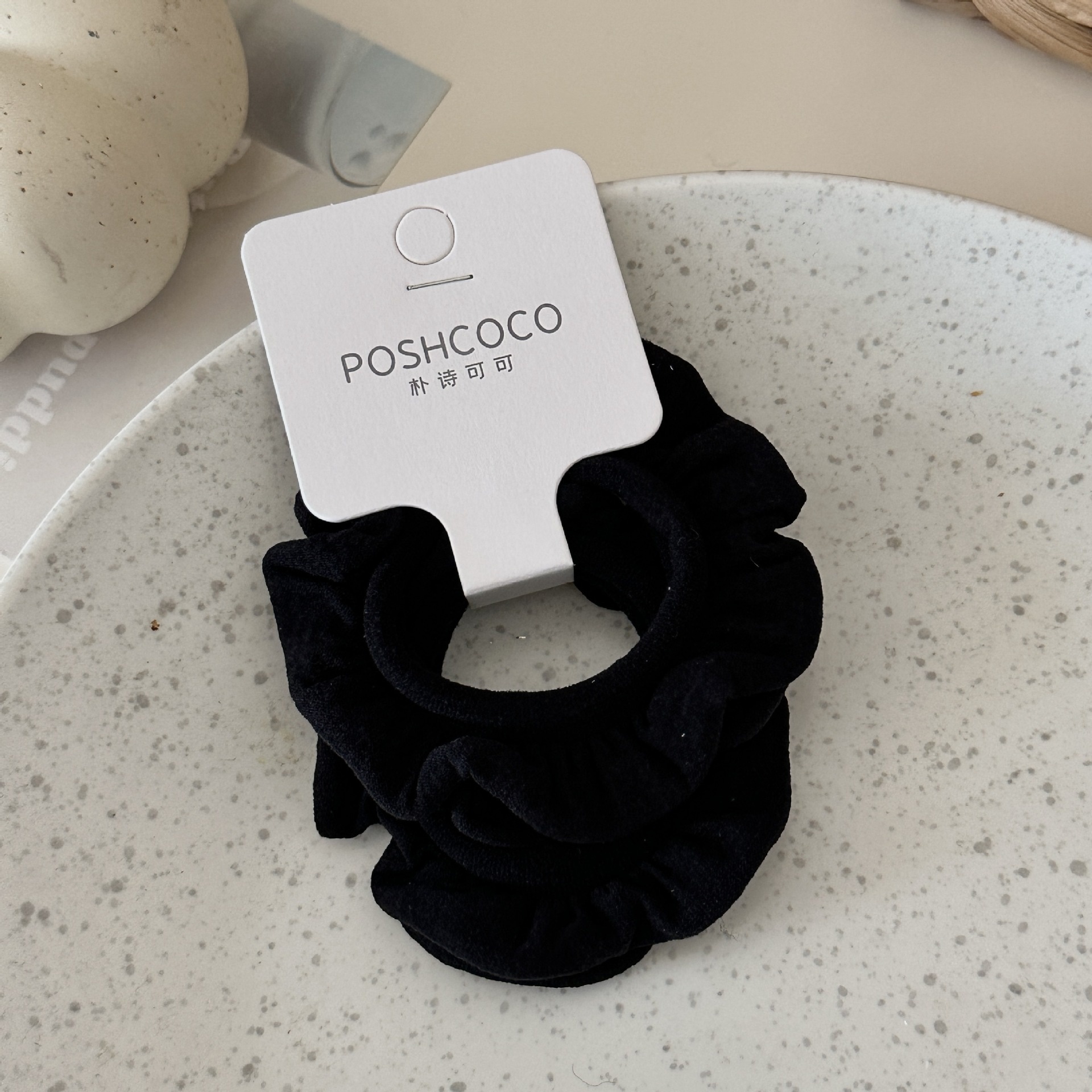 Women's Simple Floral Tulle Hair Ties 2 Pieces For Winter Khaki