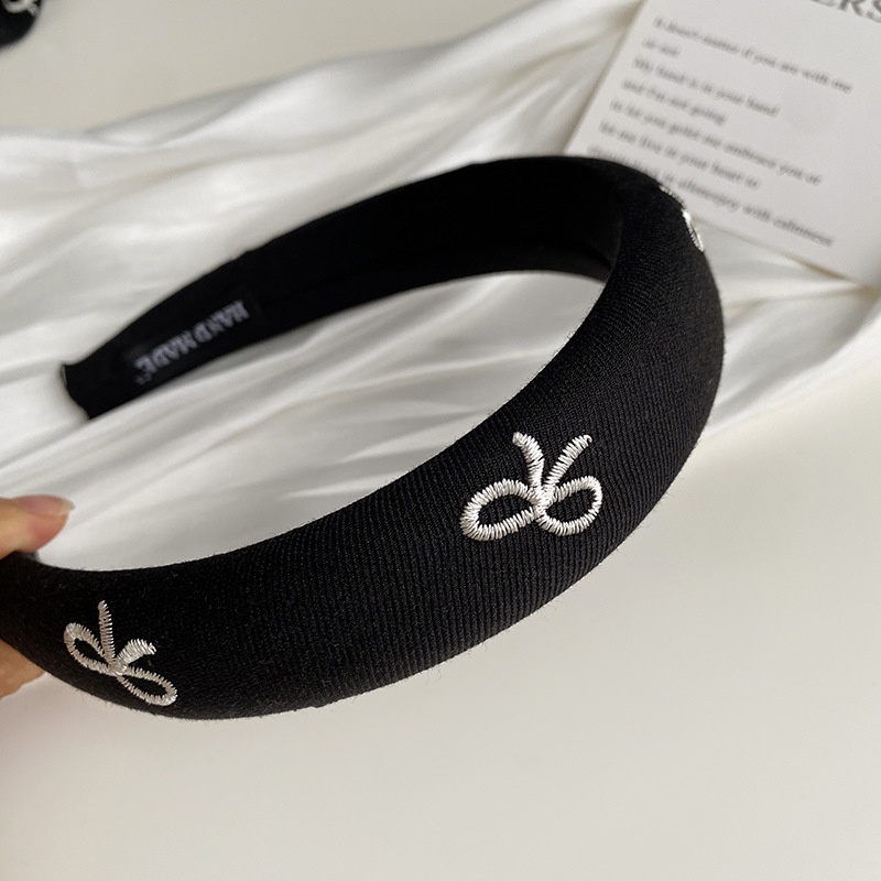 Women's Elegant Cloth Outdoor Hair Tie Pink Black Butterfly Bowtie