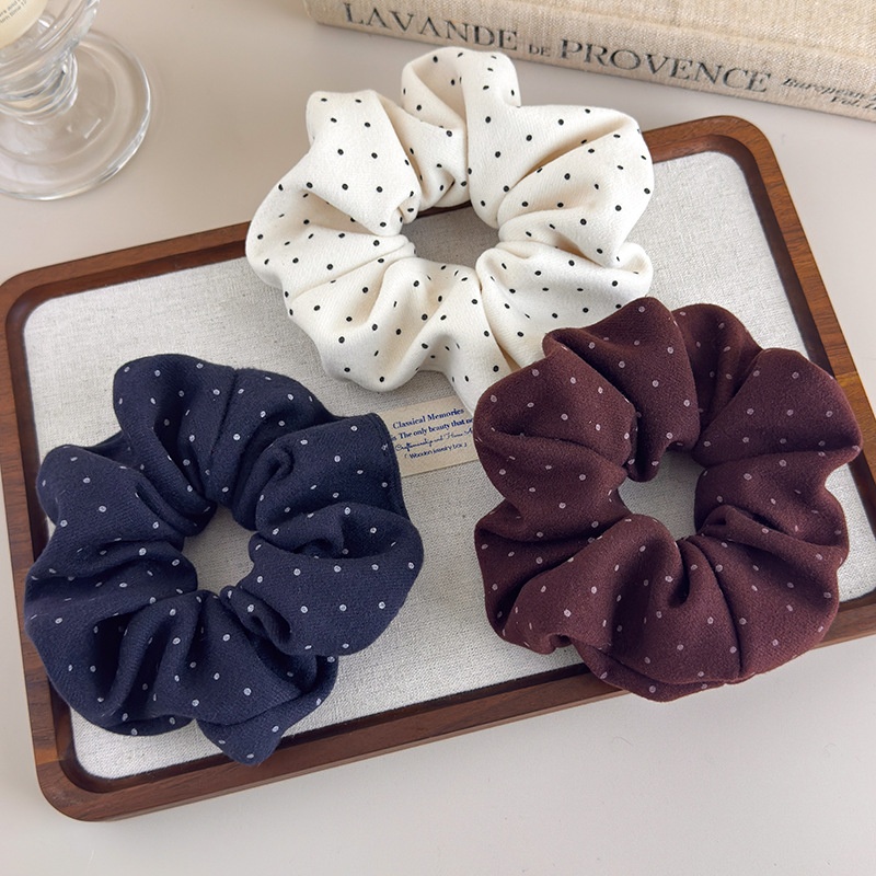 Women's Soft Fabric Scrunchie Casual Romantic Bun Hair Tie Polka Dot