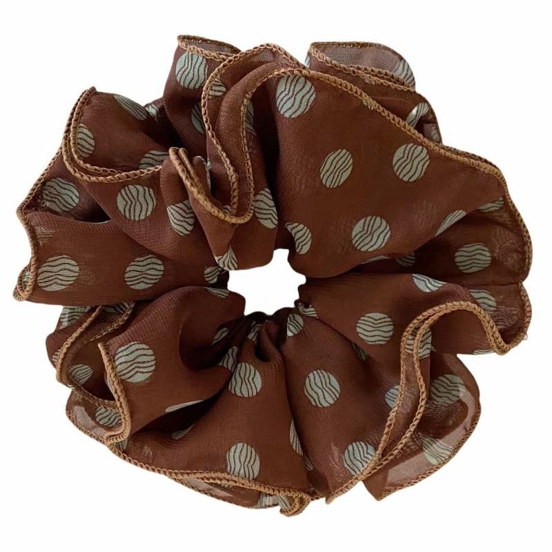 Women's Retro Chiffon Bubble Hair Tie Spring Summer Black Polka Dots