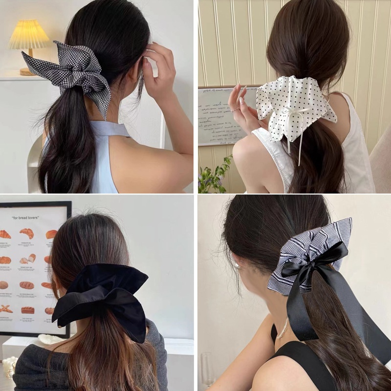 Women's Elegant Cloth Scarf Bowknot Hair Bands Geometric Pattern