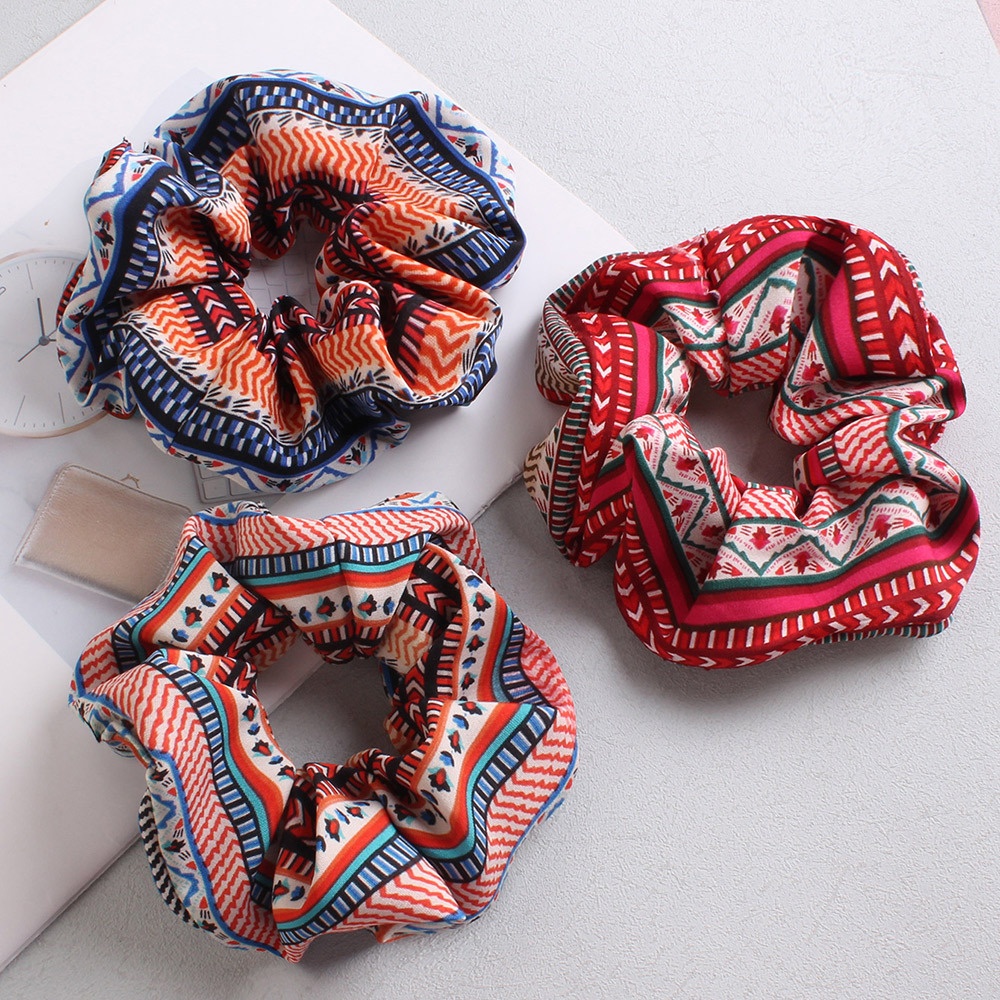 Women's Retro Cloth Hair Tie Winter Accessory Red Color Block