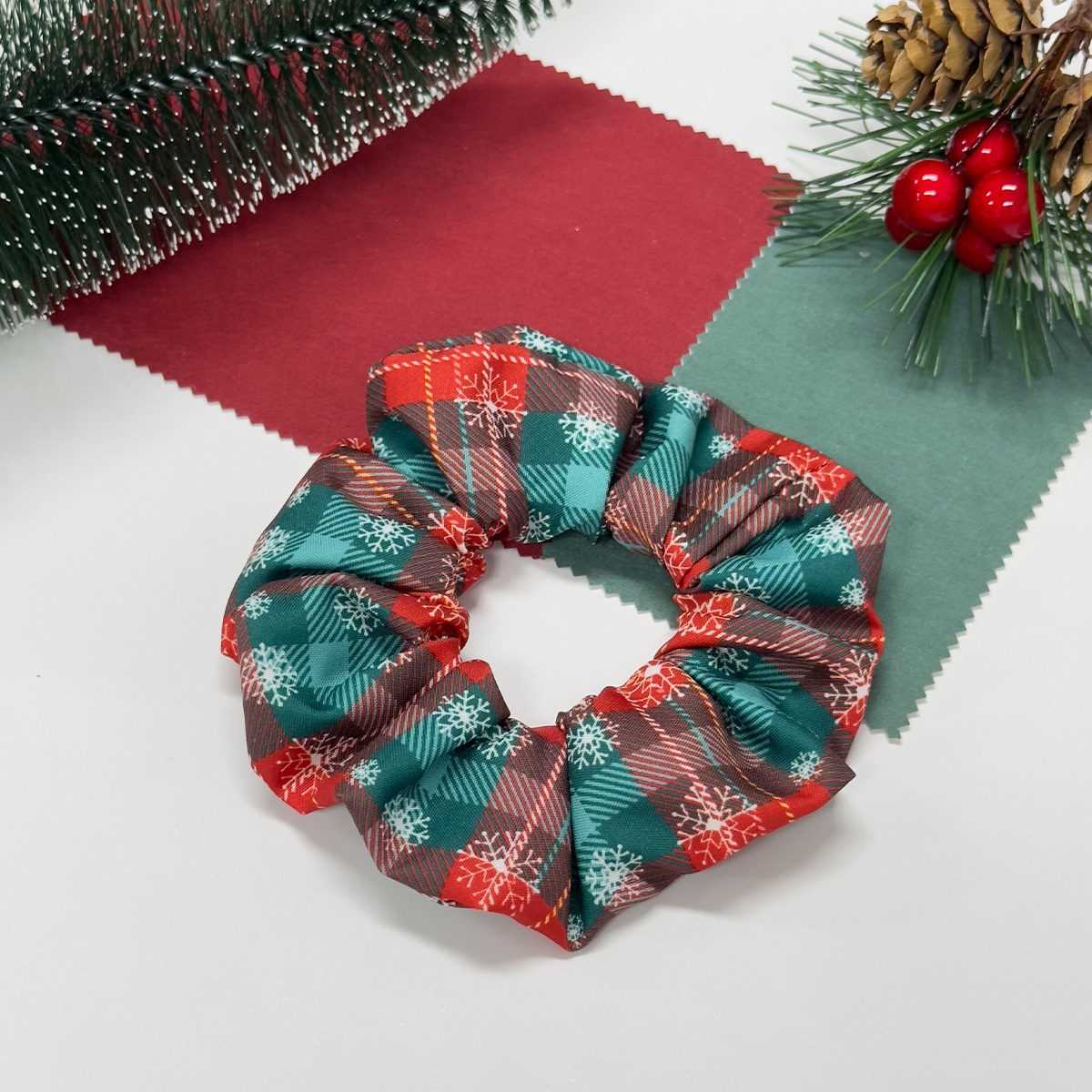 Women's Elastic Cloth Holiday Hair Tie Christmas Tree Snowman Candy Design