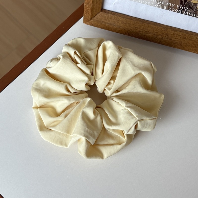 Women Creamy Glossy Cloth Scrunchies Low Ponytail Hair Ties Solid Color