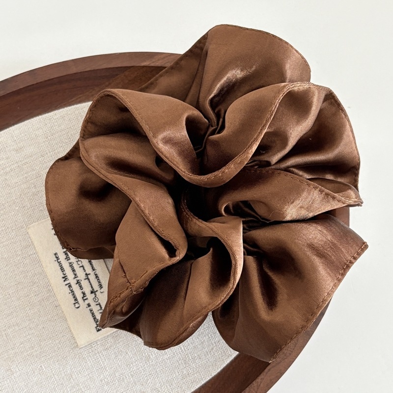 Women's Elegant Double Layer Satin Low Ponytail Hair Tie Solid Color