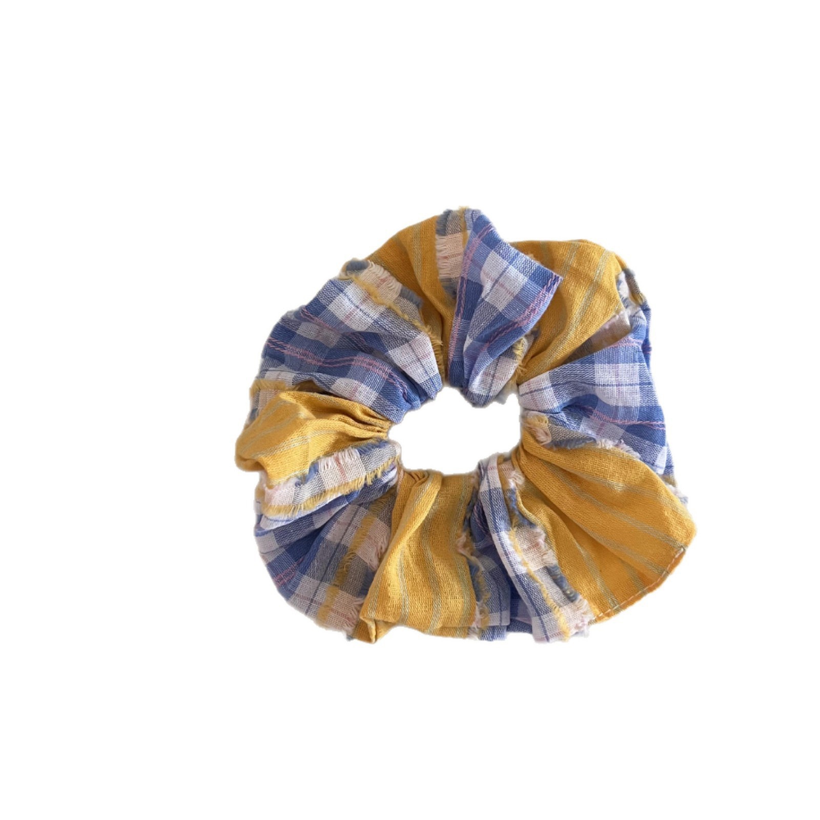 Women's Daily Stylish Cloth Hair Scrunchies Pink Plaid Checkered Pattern