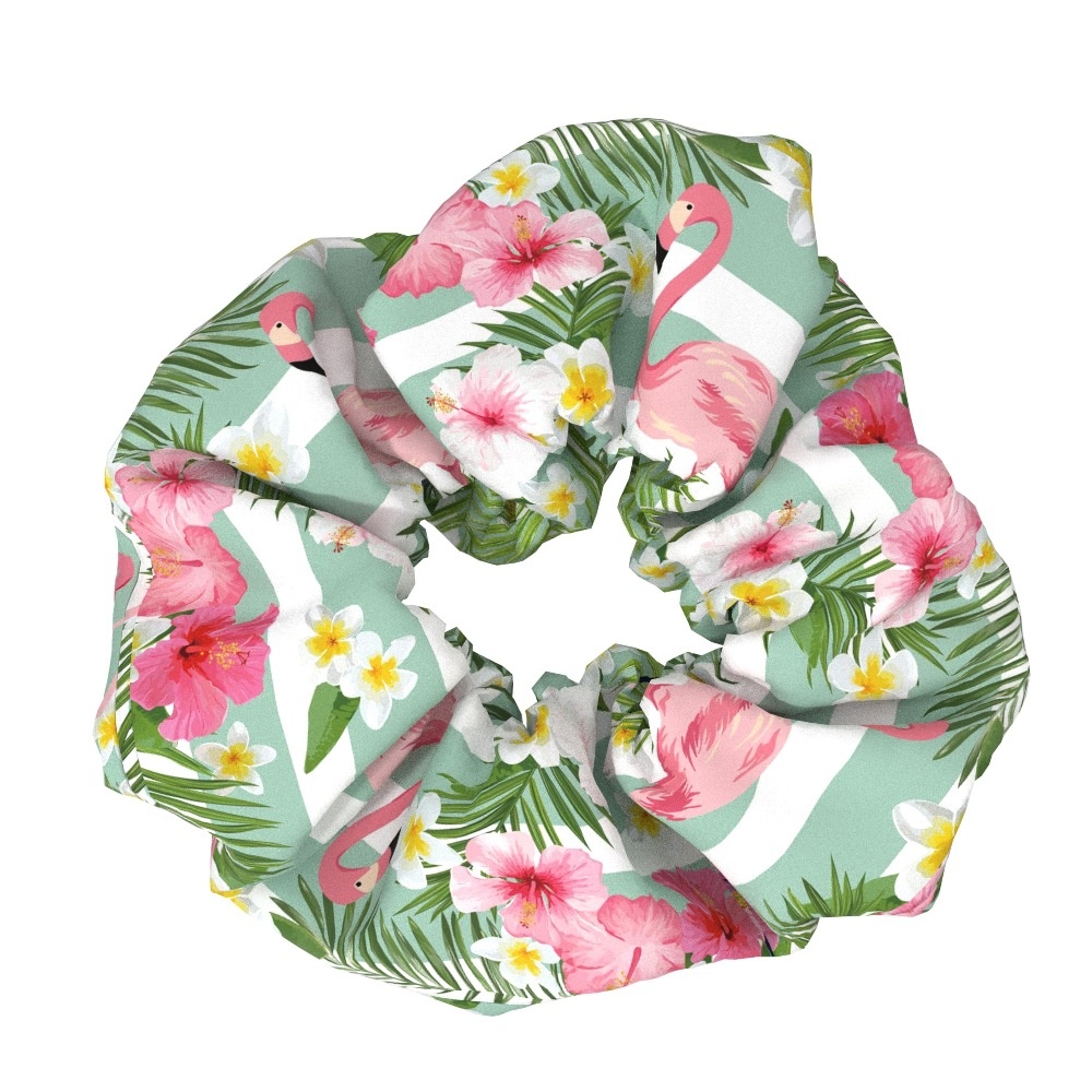 Women's Elegant Flamingo Fabric Hair Bands Sweet Versatile Cloth Scrunchies