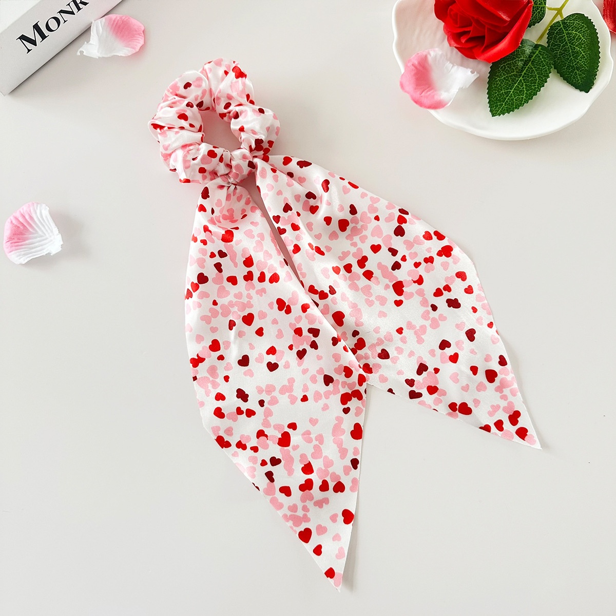 Women's Valentine's Day Sweetheart Lip Print Cloth Ribbon Elastic Hair Tie