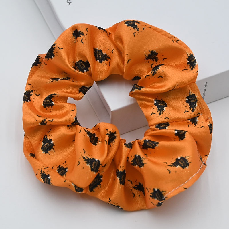 Women's Elastic Cloth Hair Scrunchie Cartoon Halloween Pumpkin Print
