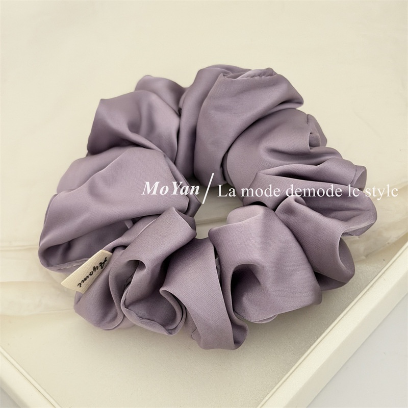 Women's Spring Elegant Satin Hair Tie Scrunchie Solid Color Beige
