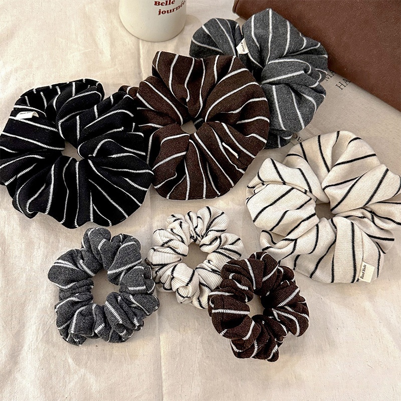 Women's Simple Striped Cloth Hair Tie, High Elasticity Ponytail Holder