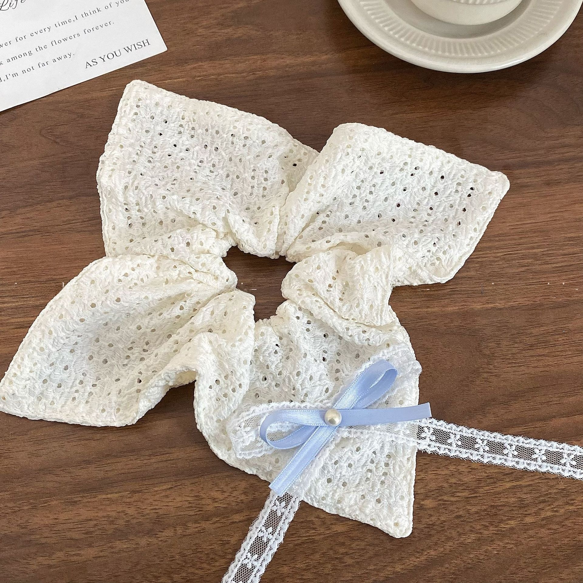Women's Comfortable Soft Lace Hair Tie For Daily Wear Elegant Bow Knot