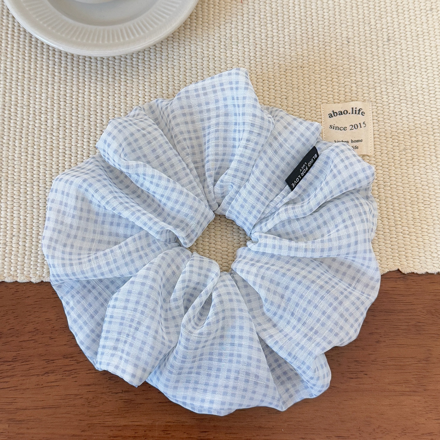 Women's Sweet Spring Cloth Hair Tie Daily Accessories Black Plaid