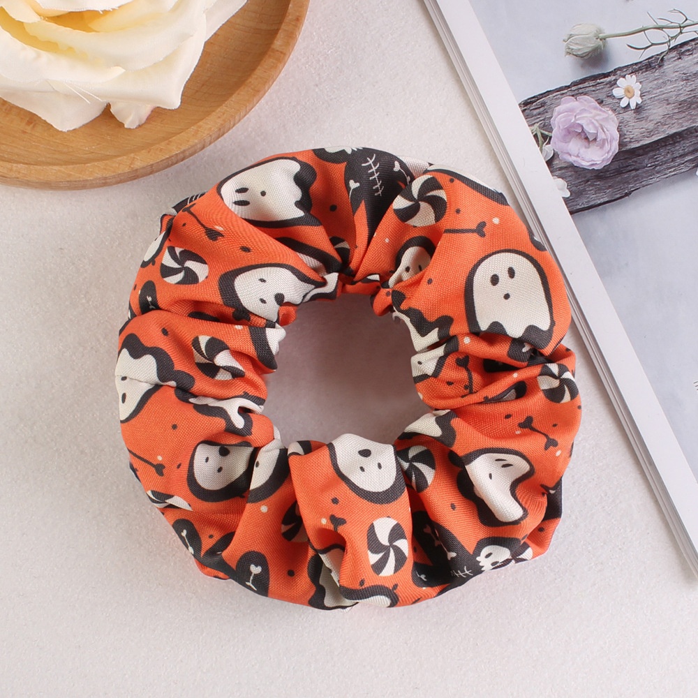 Women's Halloween Party Fabric Hair Scrunchies Colorful Skull Pattern