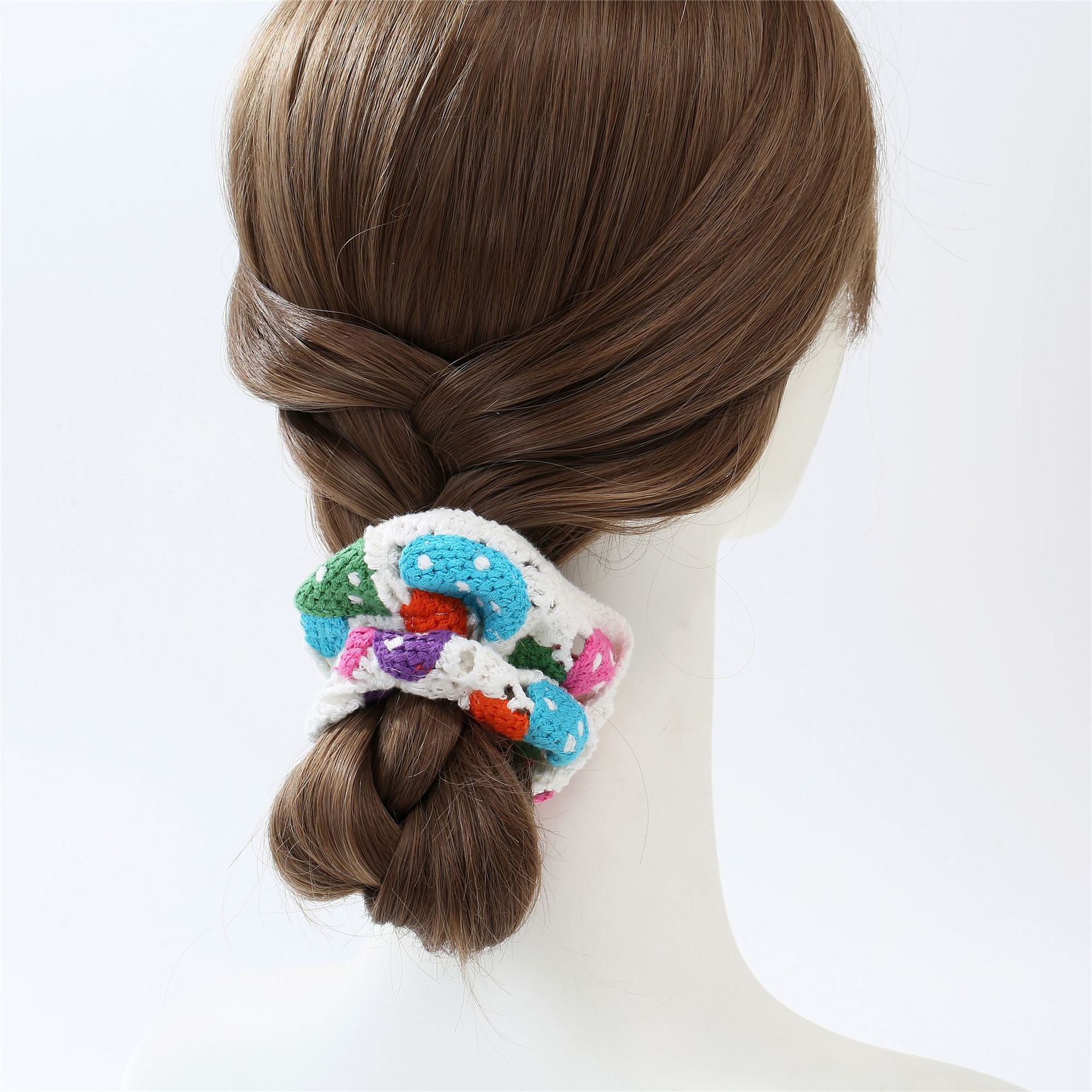 Women's Knitted Scrunchie Hair Tie Ponytail Holder Ditsy Floral Rose