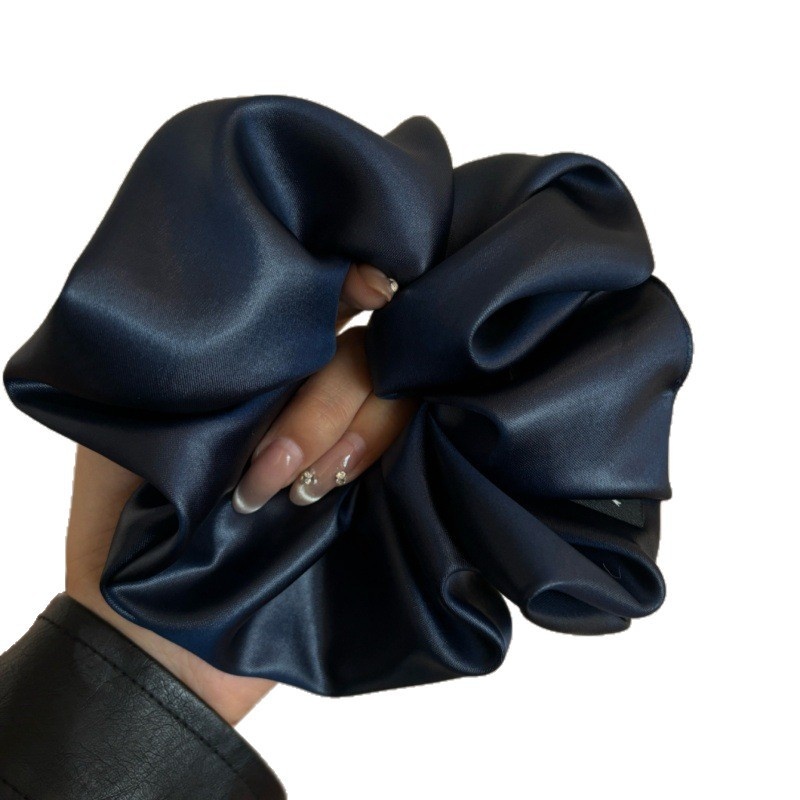 Women's Elegant Satin Scrunchie Hair Tie For Autumn Solid Royal Blue