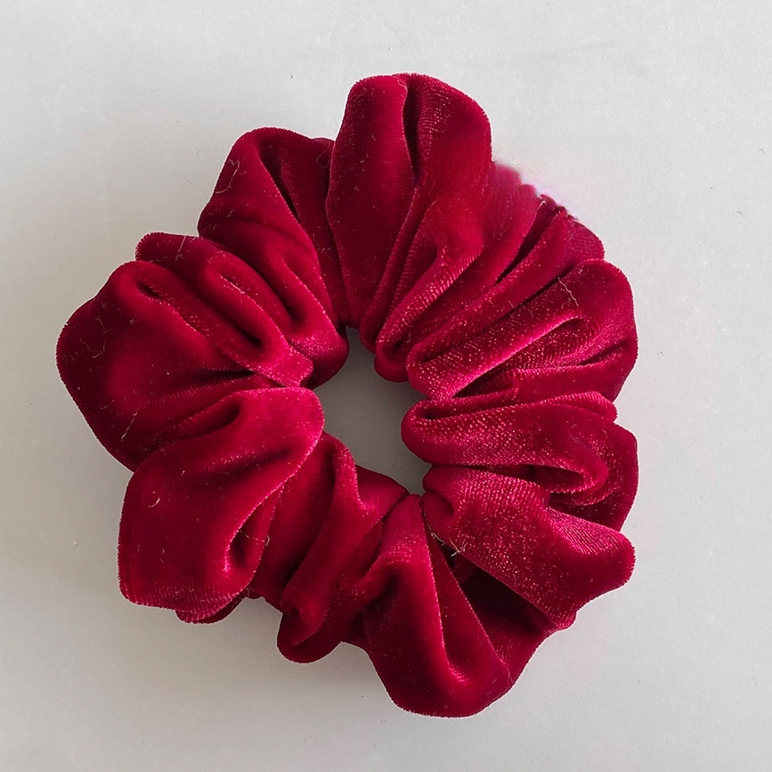 Women's Vintage Velvet Ponytail Scrunchie Solid Red Blue Yellow