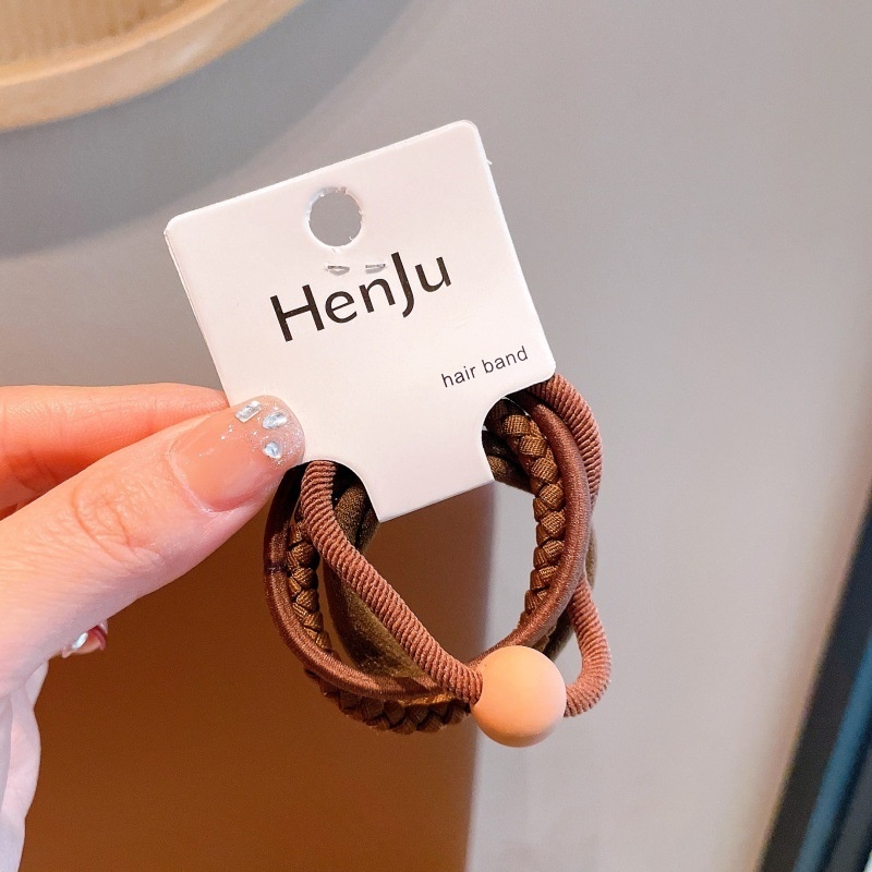 Women High Elastic Cloth Hair Ties 4pcs No Pull Casual Solid Floral