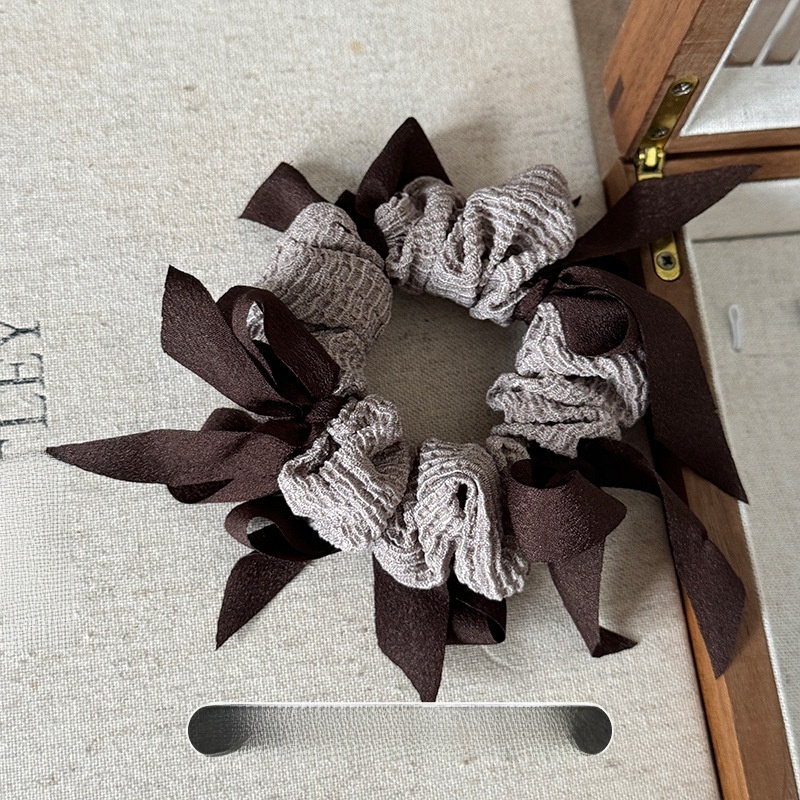 Women's Retro Winter Knit Cloth Bowknot Hair Tie Leopard Print