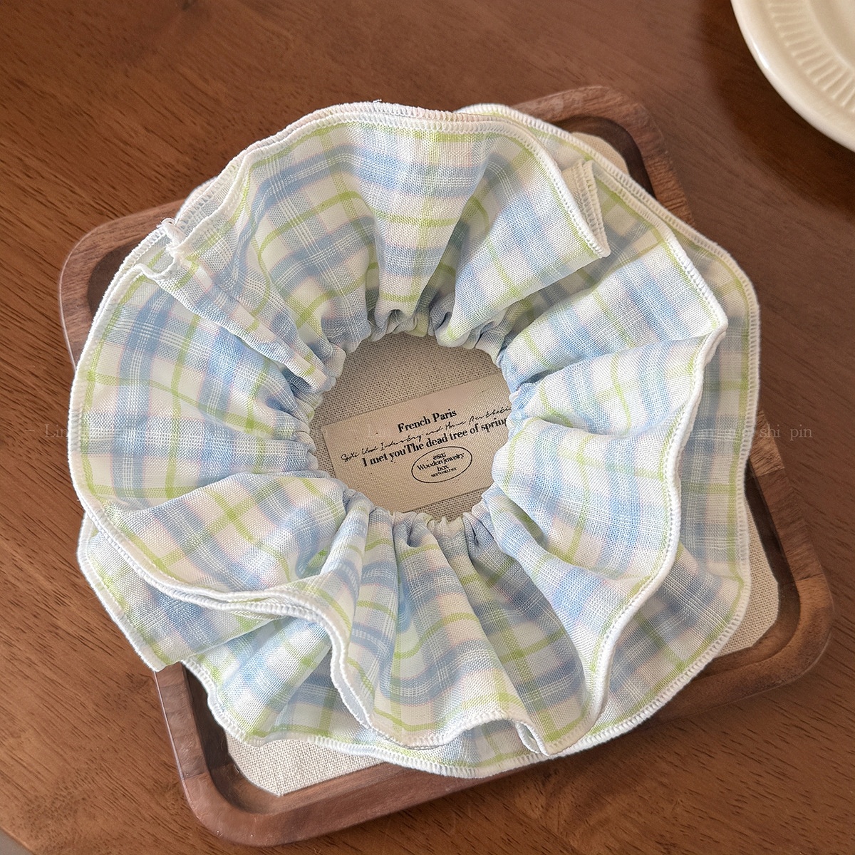 Women's Daily Cloth Hair Tie Scrunchies Pink Blue Checkered Plaid