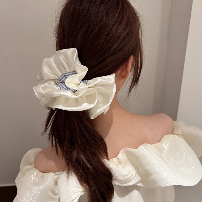 Women's Elegant Banquet Elastic Satin Hair Accessories Blue Striped