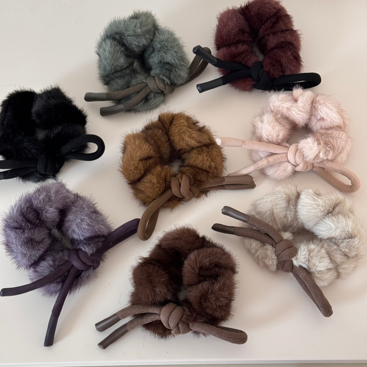 Women's Winter Flannel Ponytail Hair Ties Large Bowknot Multicolor