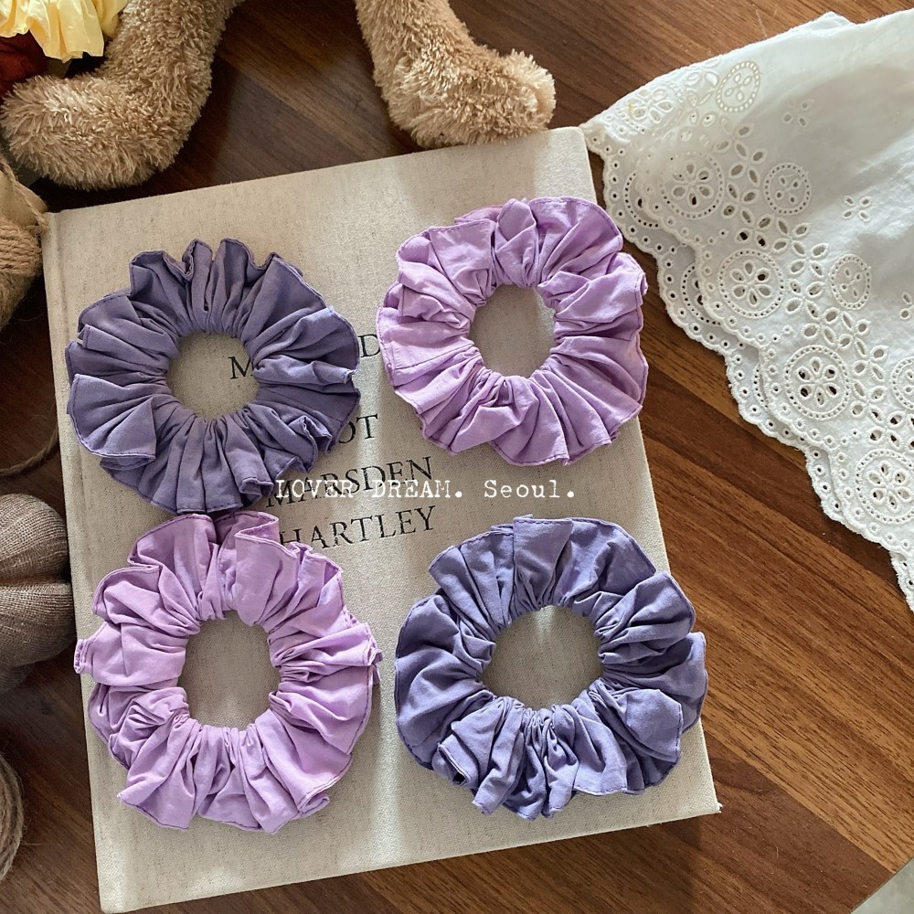 Women's Solid Blue Cloth Hair Tie, Simple Soft Fabric Scrunchie for Summer