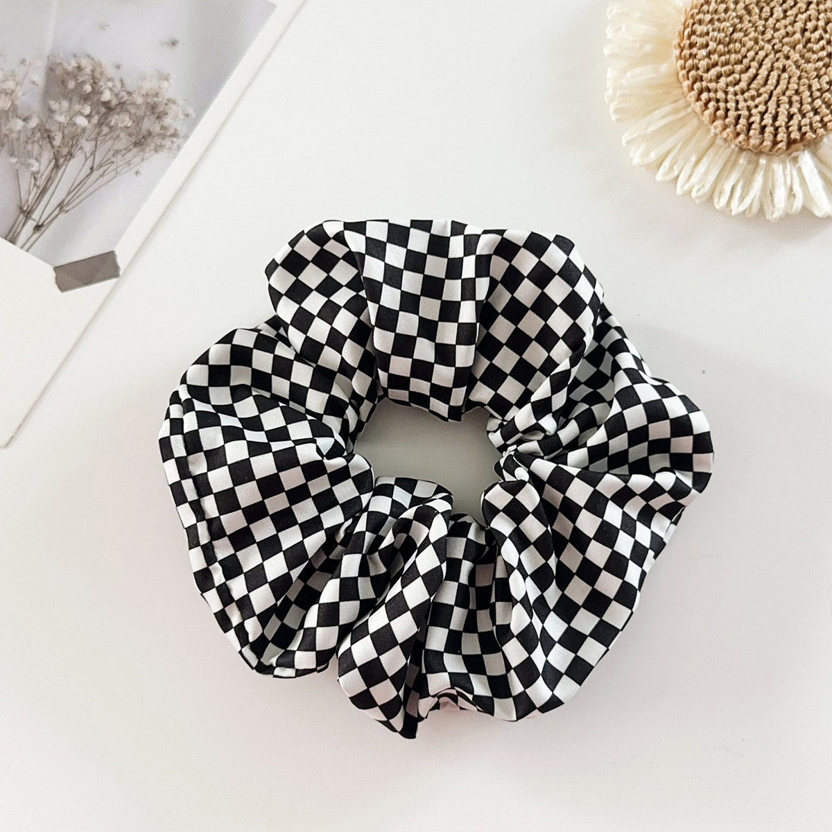 Women's Handmade Cloth Hair Ties Spooky Halloween Skull Spider Web Print