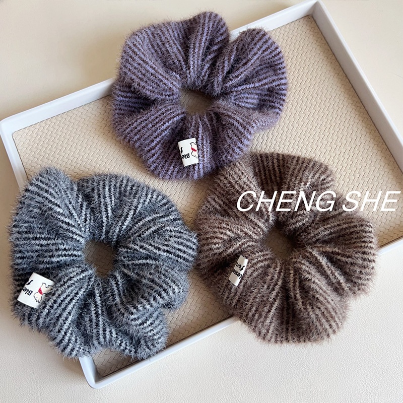 Women's Soft Knitted Yarn Hair Ties Cozy Winter Gentle Big Bow Hair Bands