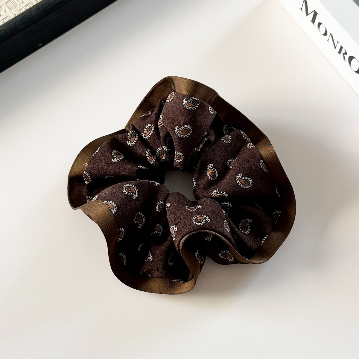 Women's Retro Large Bow Hair Bun Accessory Paisley Cloth Hairband