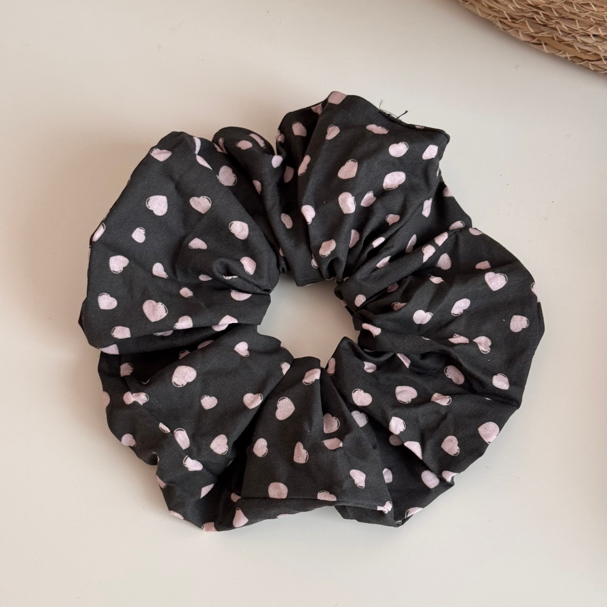 Women's Sweet Soft Cloth Spring Hair Tie Rubber Band Pink Heart Shape