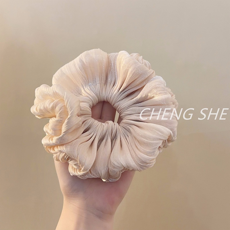 Women's Sweet Spring Summer Tulle Flower Hair Rubber Band Grey