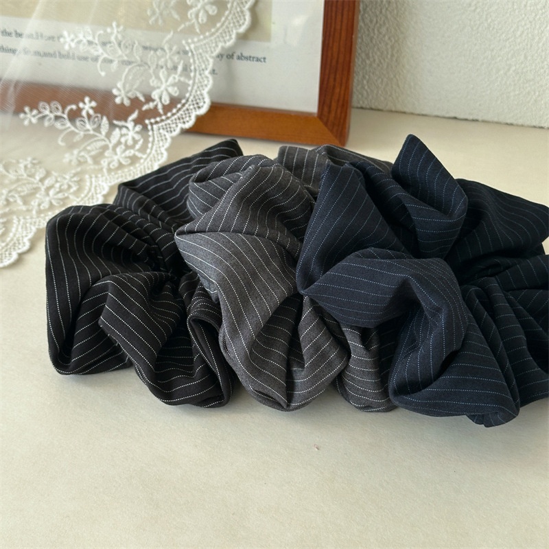 Women's Cloth Lazy Low Bun Maker Hair Tie Autumn Winter Striped