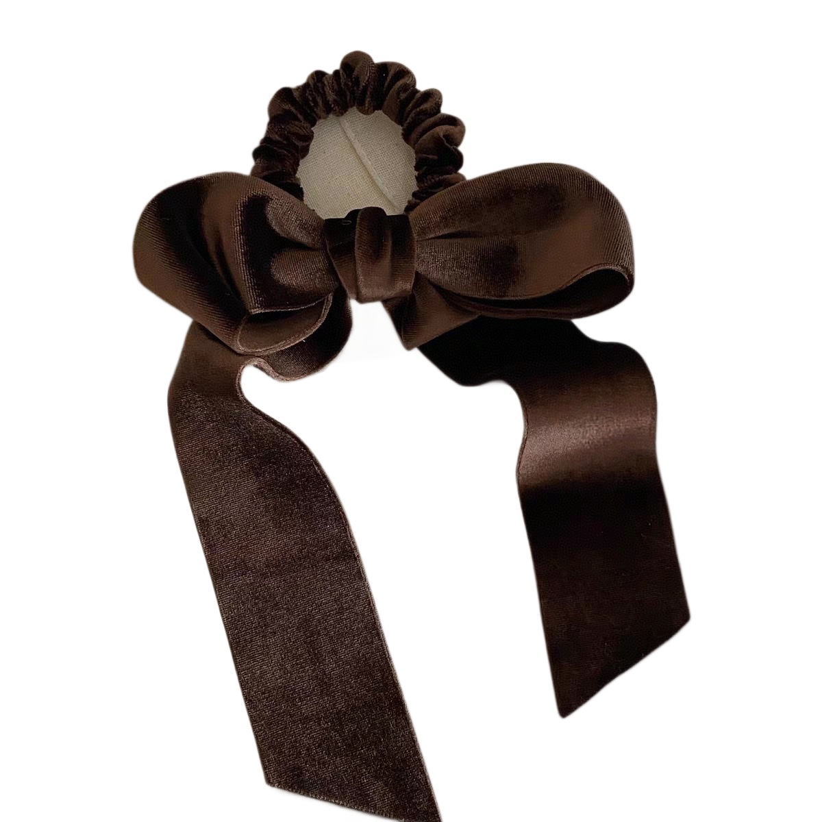 Women's Elegant Velvet Bow Ribbon Ponytail Hair Tie Solid Burgundy