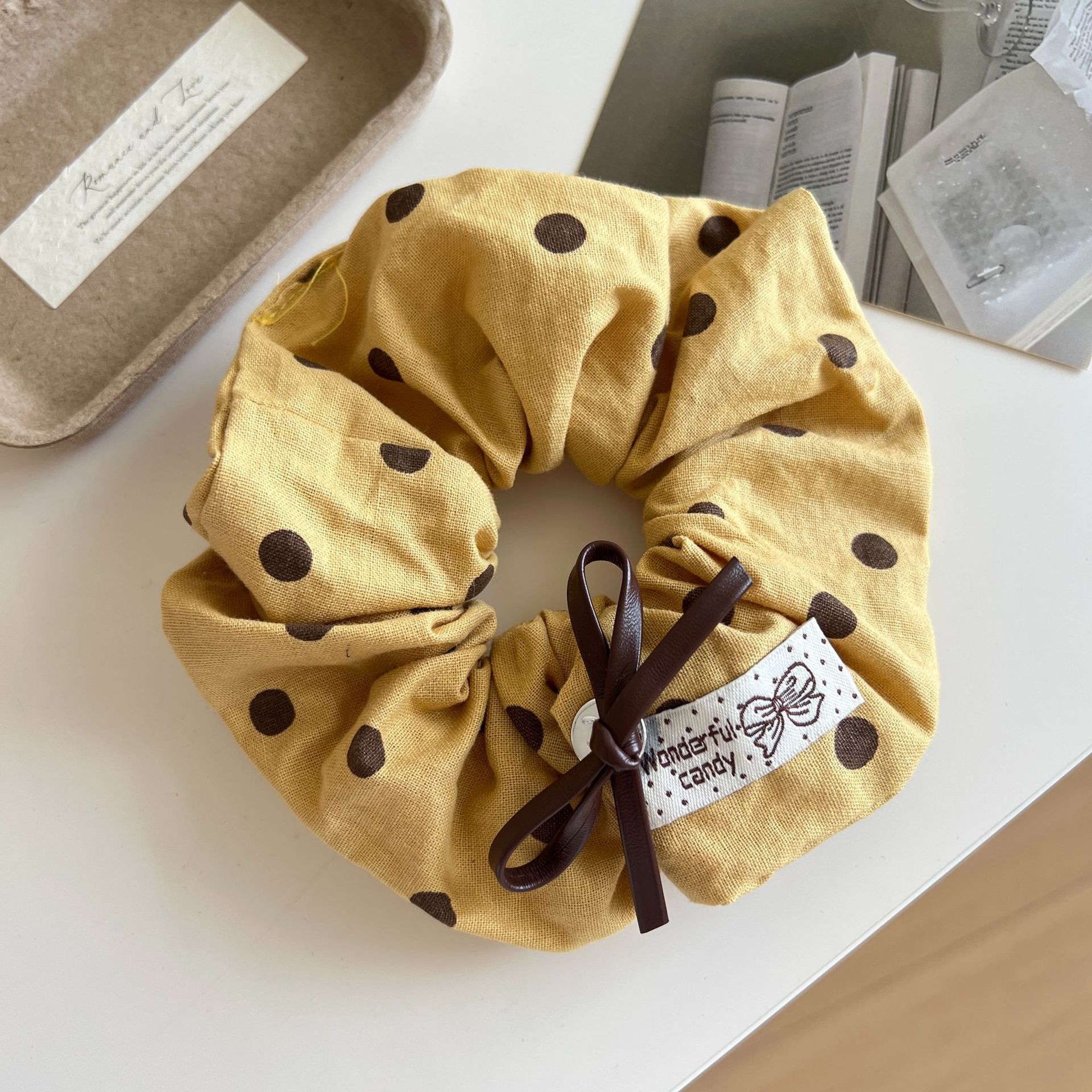 Women's Summer Satin French Retro Oversized Scrunchie Hair Tie Polka Dot