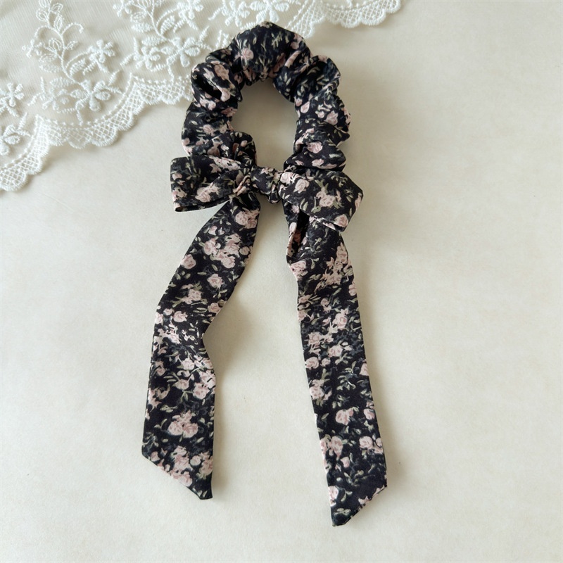 Women's Spring Elastic Polyester Bow Hair Tie Scrunchie Ditsy Floral
