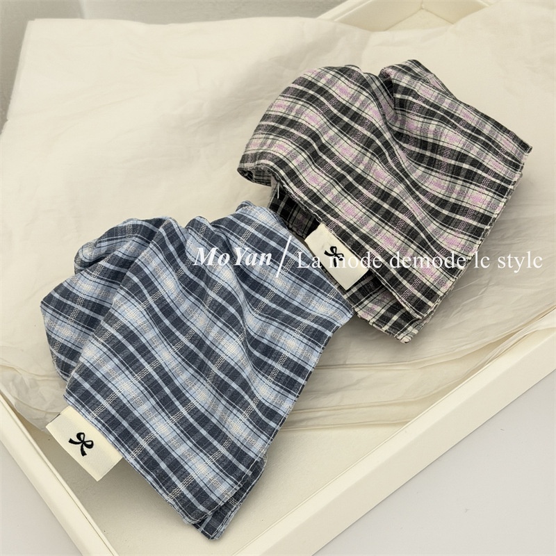 Women's Comfy Cloth Scrunchie Hair Tie For Daily Wear Blue Purple Plaid