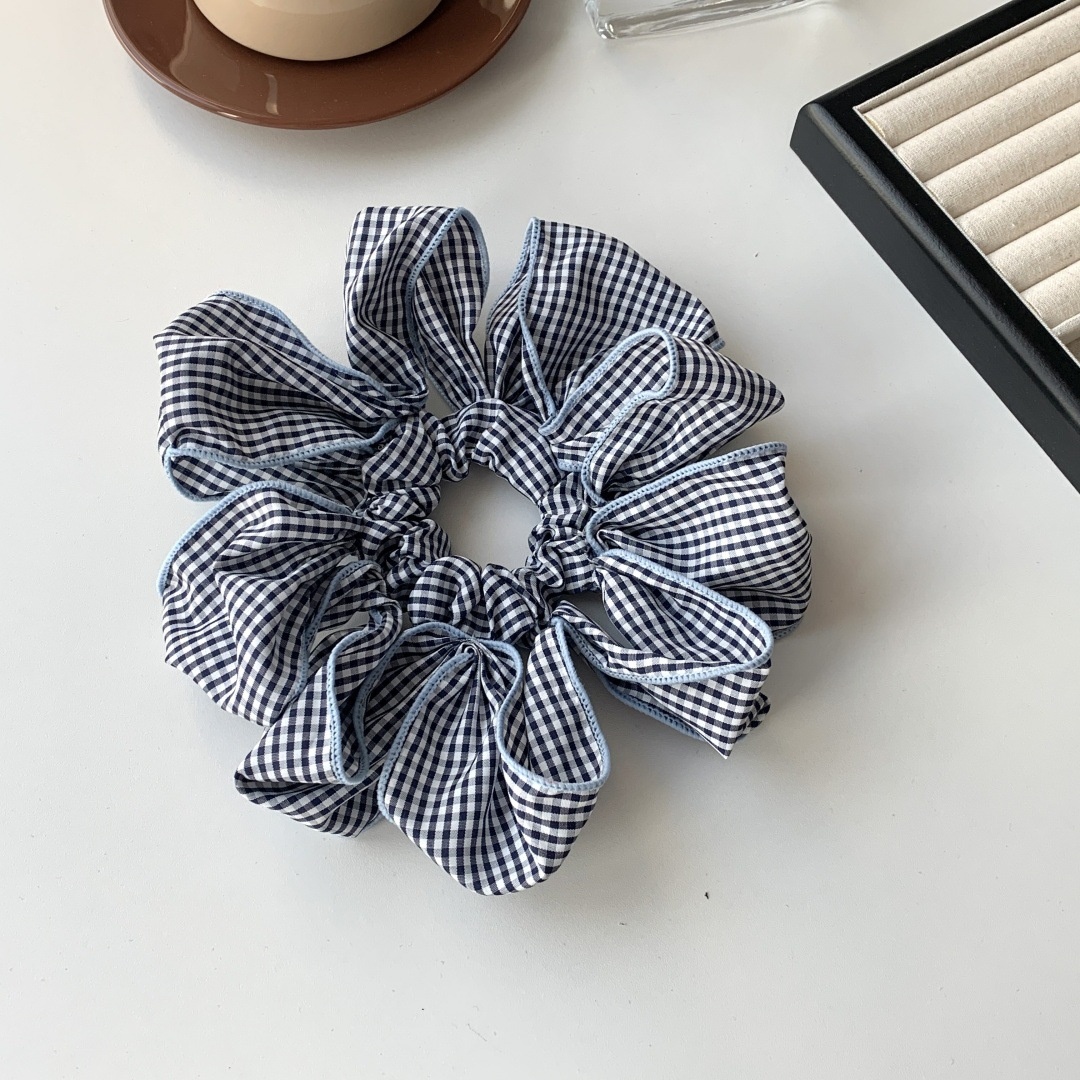 Women's Sweet Plaid Fabric Hair Ties French Style Low Ponytail Bands