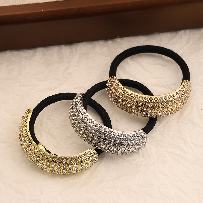 Women's Elastic Ponytail Hair Band Metal Embedded Diamond Butterfly Knot