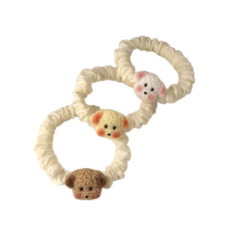 Girls Cute Puppy Cartoon Hair Loop Soft Ponytail Holder Sweet Ins Style Headwear