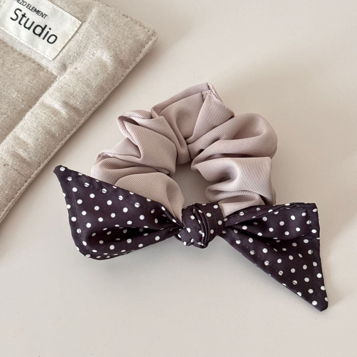 Women's High-End Polka Dot Plaid Butterfly Knot Large Elastic Hair Ties