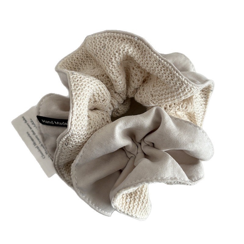 Women's Double-Sided Knit Ponytail Hair Tie Scrunchie Solid Color